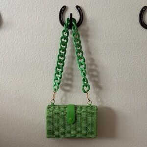 Green Woven Chain Strap Bag